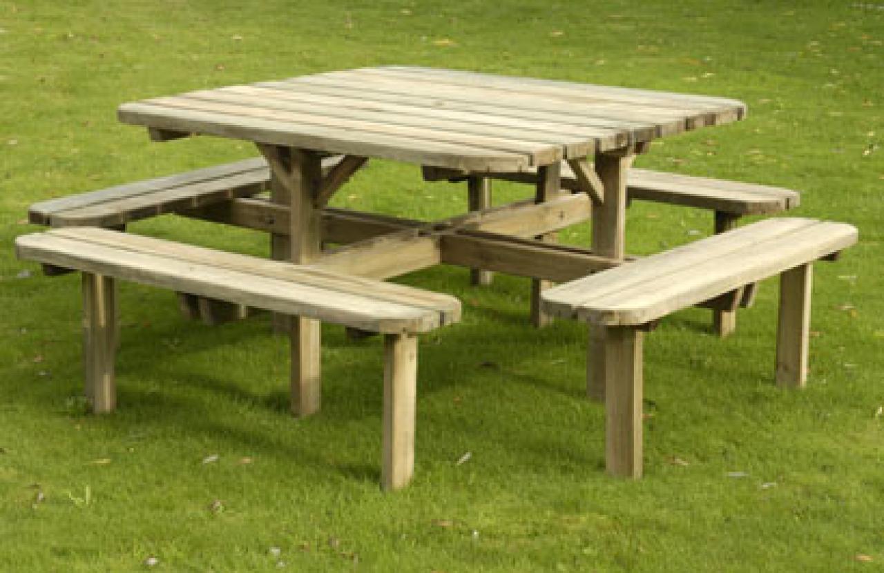 Table pique-nique carrée 8 places - Tables pique-nique en bois 27 - FLBC
