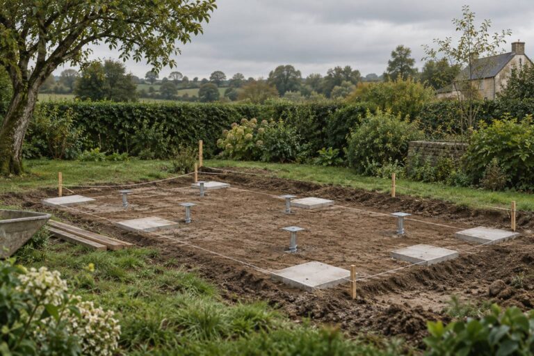 Dalle ou plots pour abri de jardin : quelle base sur sol argileux